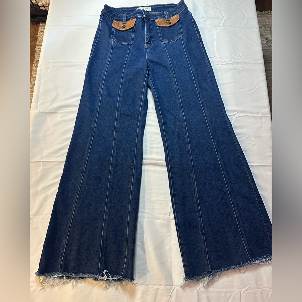 RISEN High-Rise Wide-Leg Women's Jeans - Dark Blue - Picture 2 of 10
